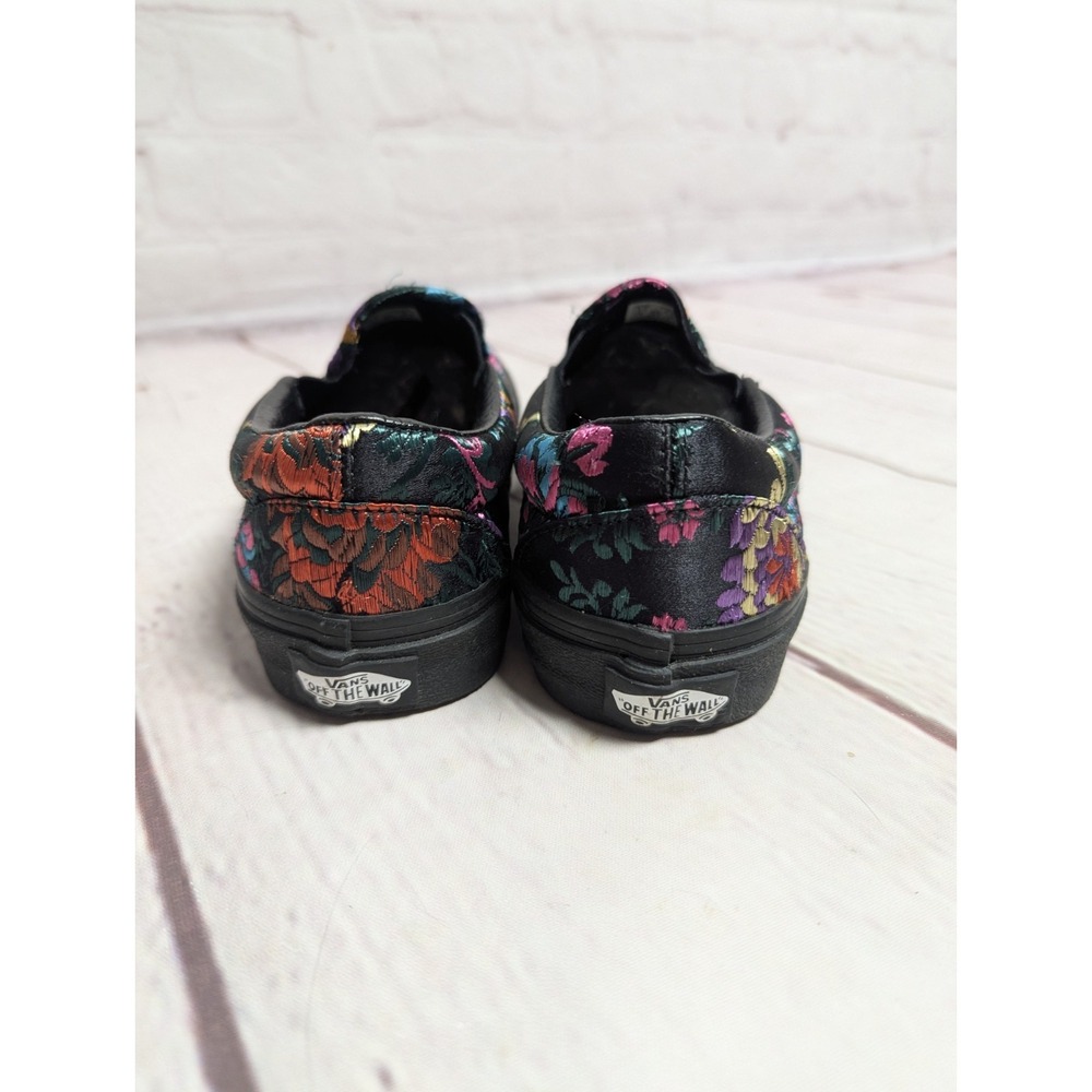 Vans Floral EMBROIDERED Black Satin Festival Slip On Size W 5 #721454 NWOB - Picture 3 of 8